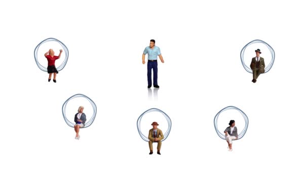 Business concept with miniature people and graphics. People connected and Network connection and Social network Service Concept.  - Materiaali, video