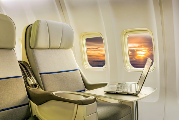Airplane cabin business class interior - Photo, Image
