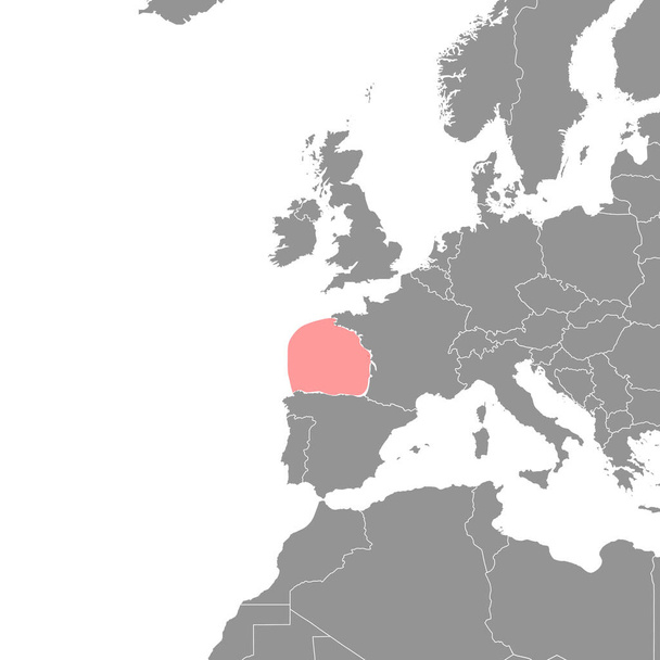 Bay of Biscay on the world map. Vector illustration. - Vektori, kuva