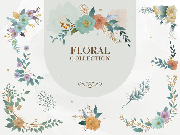 Collection of Floral Poster, Greeting card Or Invitation Design. - Vektör, Görsel