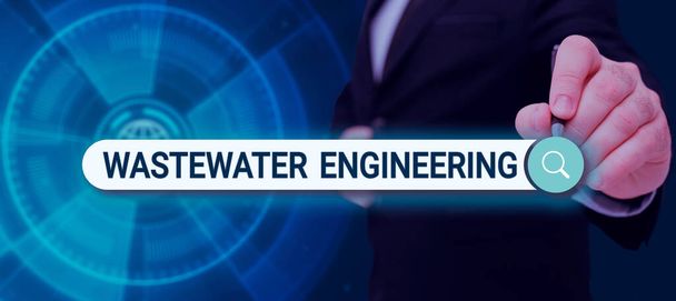 Κείμενο γραφής Wastewater Engineering, Word Γράφτηκε για τις μεθόδους μηχανικής για τη βελτίωση της υγιεινής στο κοινό - Φωτογραφία, εικόνα