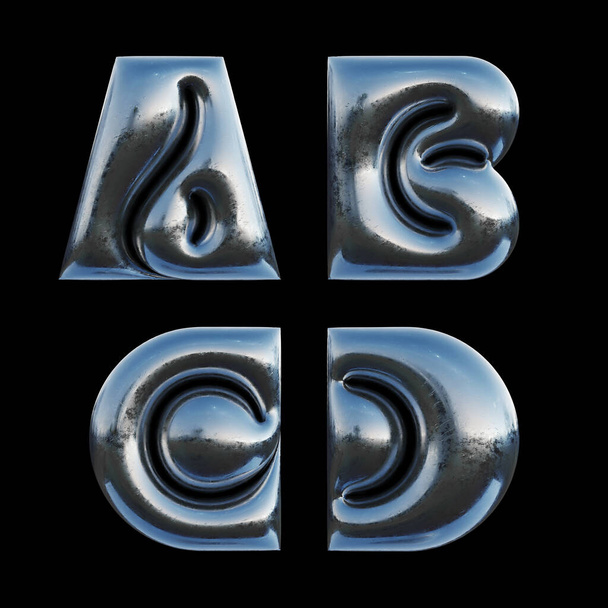 3D візуалізований набір літер з металевої фольги зі сміливою надутою формою
. - Фото, зображення