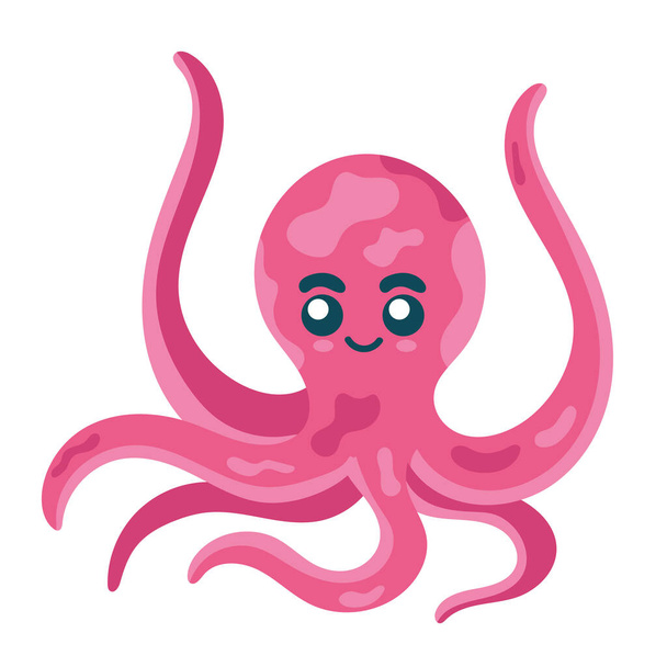 рожевий восьминогий морський значок тварини
 - Вектор, зображення