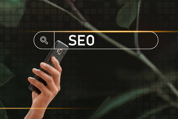 SEO search engine optimization, busca orgânica e link building idea - Foto, Imagem