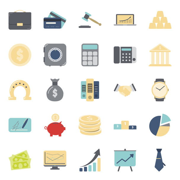 Bisiness and finance flat icons set - Vector, Image