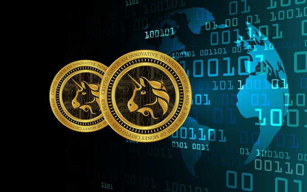 uniswap virtual currency images. 3d illustrations. - Photo, Image