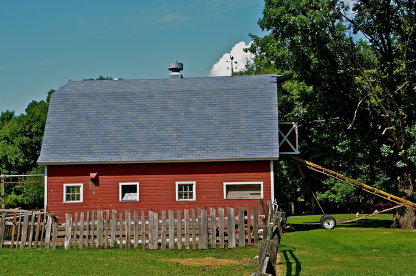 Side view of old red barn - Photo, Image