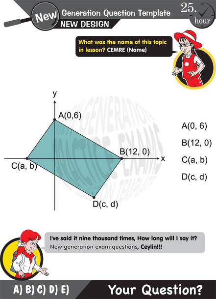 Math, trigonometry, analytical plane, trigonometry and geometric functions, The next generation test question, editable, eps, for teacher, two sisters speech bubble - Vector, Image
