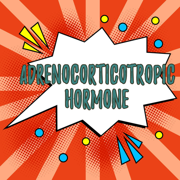 Signe d'écriture de main Hormone adrénocorticotrope, hormone de signification de concept sécrétée par le cortex hypophysaire - Photo, image
