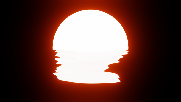 Bright Orange Sunset reflection in water or the ocean on black background. 4K UHD. 3d rendering. - Zdjęcie, obraz
