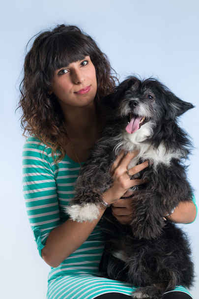 woman posing with her dog - Fotoğraf, Görsel