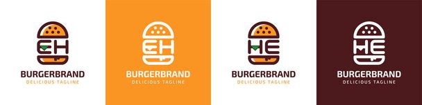Letter EH and HE Burger Logo, suitable for any business related to burger with EH or HE initials. - Vector, imagen