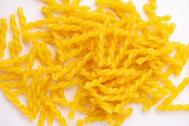 a heap of fusilli pasta isolated on white - Photo, Image