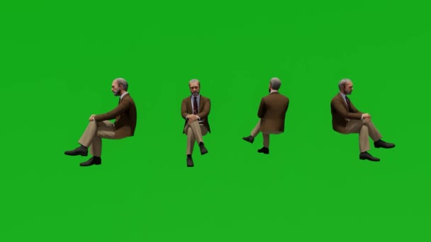 3d América hombre sitio hablar pantalla verde Chroma clave 4k renderizar animación - Imágenes, Vídeo