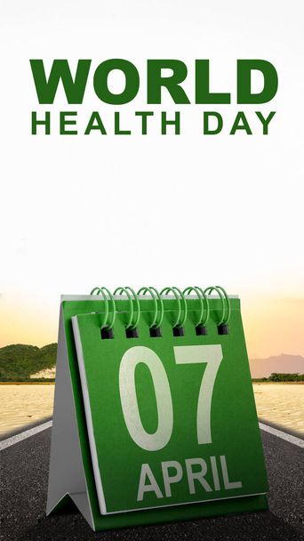The calendar reminds of World Health Day. World Health Day Concept - Fotoğraf, Görsel