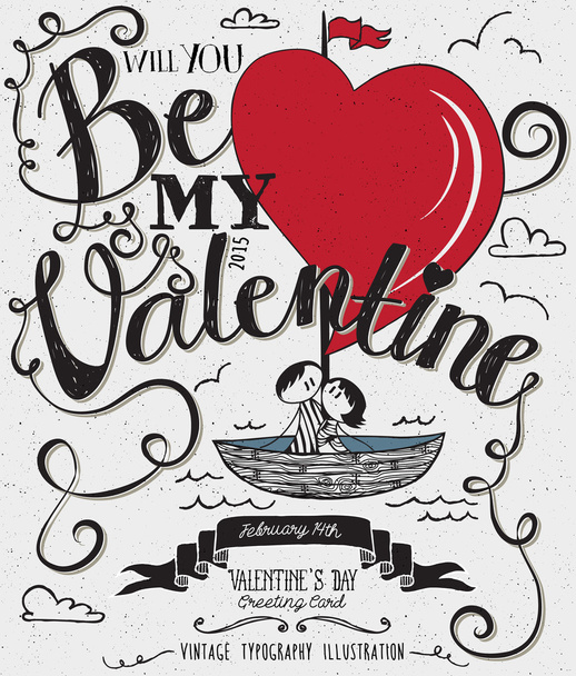 Valentine's Day Typography Art Poster - Vector, Image