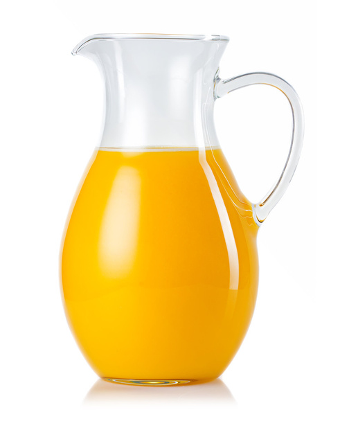 Κανάτα με το χυμό πορτοκαλιού που απομονώνονται σε λευκό - Φωτογραφία, εικόνα