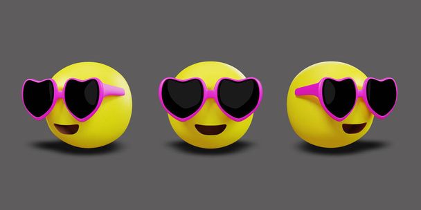 Emoji cara amarilla y emoción expresión facial con recorte camino. renderizado 3d - Foto, imagen