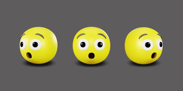 Emoji yellow face and emotion facial expression with clipping path. 3d rendering - Photo, image