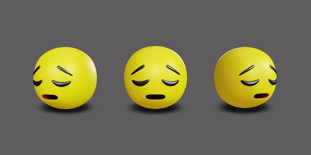 Emoji yellow face and emotion facial expression with clipping path. 3d rendering - Foto, Bild