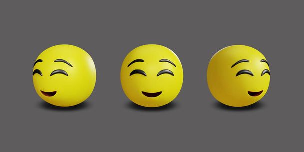 Emoji yellow face and emotion facial expression with clipping path. 3d rendering - Foto, imagen