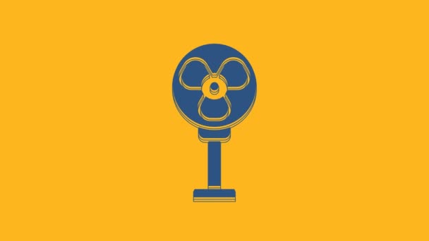 Modrá elektrická ikona ventilátoru izolované na oranžovém pozadí. Grafická animace pohybu videa 4K. - Záběry, video