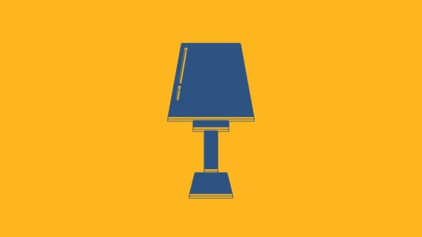 Icono de lámpara de mesa azul aislado sobre fondo naranja. Animación gráfica de vídeo 4K. - Imágenes, Vídeo
