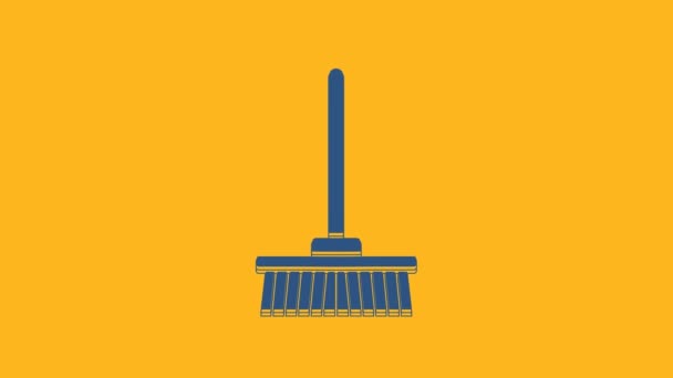 Blue Mop icon isolated on orange background. Cleaning service concept. 4K Video motion graphic animation. - 映像、動画