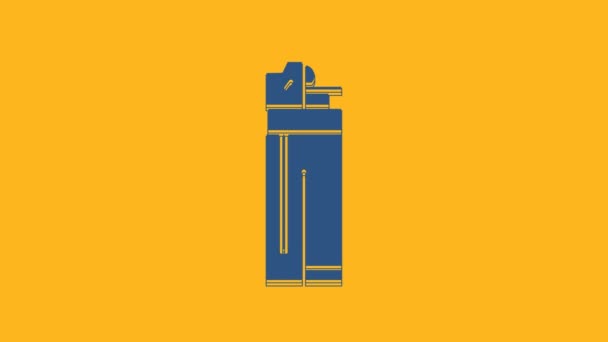 Blue Lighter icon isolated on orange background. 4K Video motion graphic animation. - Footage, Video