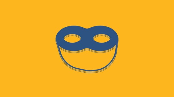 Modrá Slavnostní maska ikona izolované na oranžovém pozadí. Grafická animace pohybu videa 4K. - Záběry, video