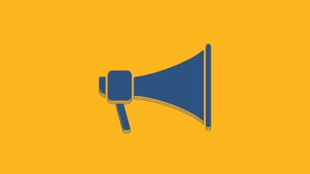 Blue Megaphone icon isolated on orange background. Speaker sign. 4K Video motion graphic animation. - Filmmaterial, Video