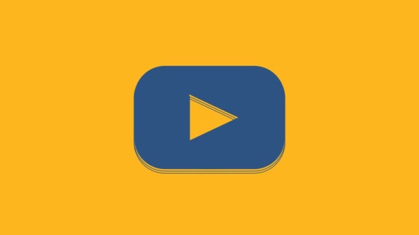 Ícone Blue Play isolado no fundo laranja. Animação gráfica em movimento de vídeo 4K. - Filmagem, Vídeo