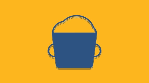 Bandeja azul icono de la masa de panadería aislado sobre fondo naranja. Animación gráfica de vídeo 4K. - Metraje, vídeo