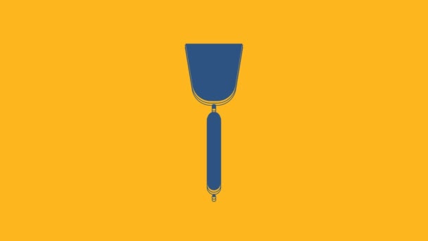 Blue Spatula icon isolated on orange background. Kitchen spatula icon. BBQ spatula sign. Barbecue and grill tool. 4K Video motion graphic animation. - 映像、動画