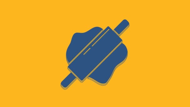 Icono del rodillo azul aislado sobre fondo naranja. Animación gráfica de vídeo 4K. - Metraje, vídeo