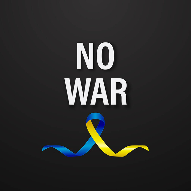No War in Ukraine. Anti War Call with the Smbol of Peace with Blue and Yellow Silk Ribbon. Ukranian Flag Colors. Struggle, Protest, Support Ukraine, Slogan. Vector Illustration. - Wektor, obraz