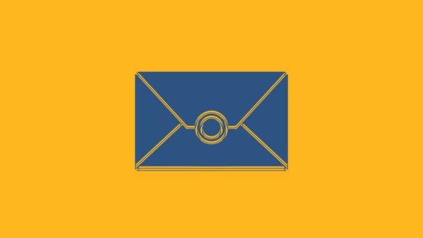 Μπλε Φάκελος απομονωμένο σε πορτοκαλί φόντο. Email σύμβολο γράμμα μήνυμα. 4K Γραφική κίνηση κίνησης βίντεο. - Πλάνα, βίντεο