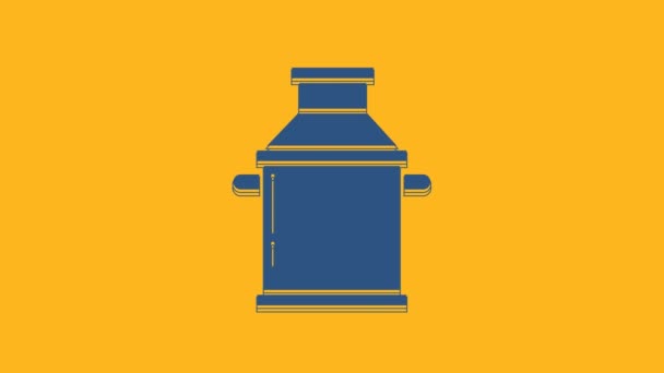 Blue Can container for milk icon isolated on orange background. 4K Video motion graphic animation. - Séquence, vidéo