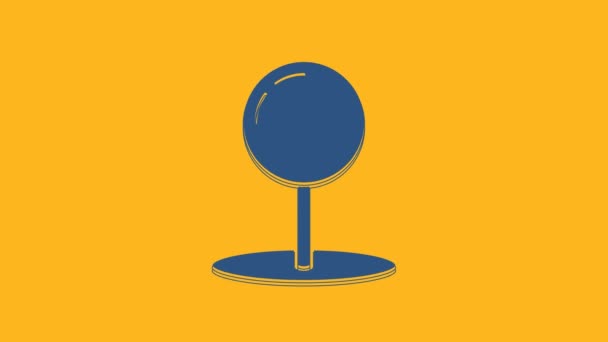Blue Push pin icon isolated on orange background. Thumbtacks sign. 4K Video motion graphic animation. - Video