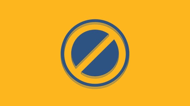 Blaues Stoppschild-Symbol isoliert auf orangefarbenem Hintergrund. Verkehrsordnungswidriges Stoppzeichen. 4K Video Motion Grafik Animation. - Filmmaterial, Video