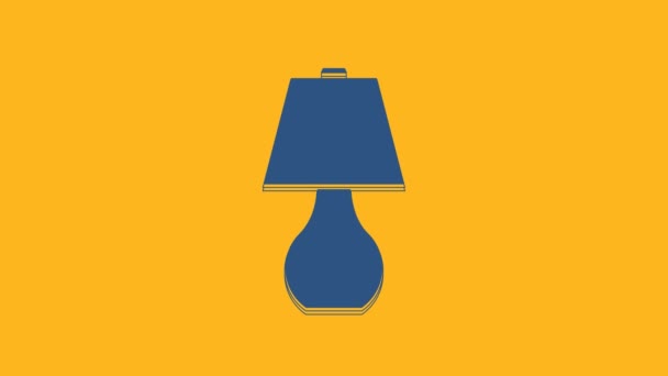 Blue Table lamp icon isolated on orange background. 4K Video motion graphic animation. - Imágenes, Vídeo