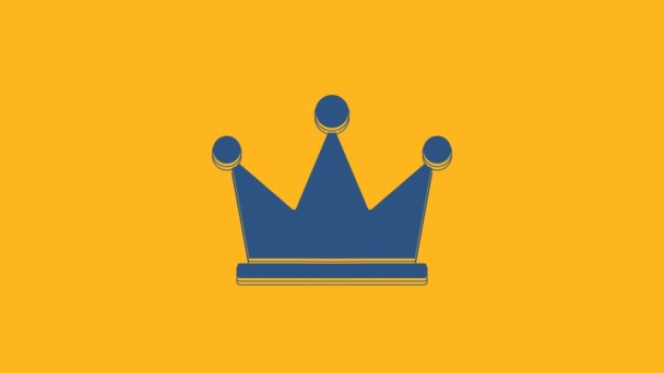 Иконка голубой короны на оранжевом фоне. Видеографическая анимация 4K. - Кадры, видео