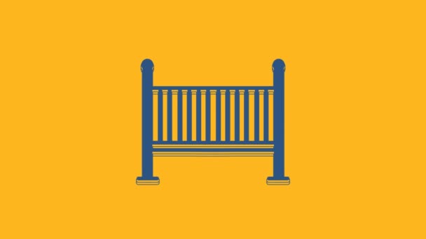 Blue Baby crib cradle bed icon isolated on orange background. 4K Video motion graphic animation. - Footage, Video