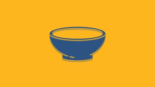 Tigela azul de ícone de sopa quente isolado no fundo laranja. Animação gráfica em movimento de vídeo 4K. - Filmagem, Vídeo