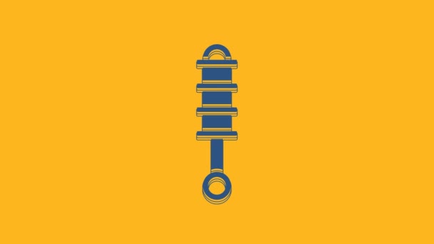Blue Shock absorber icon isolated on orange background. 4K Video motion graphic animation. - Filmati, video