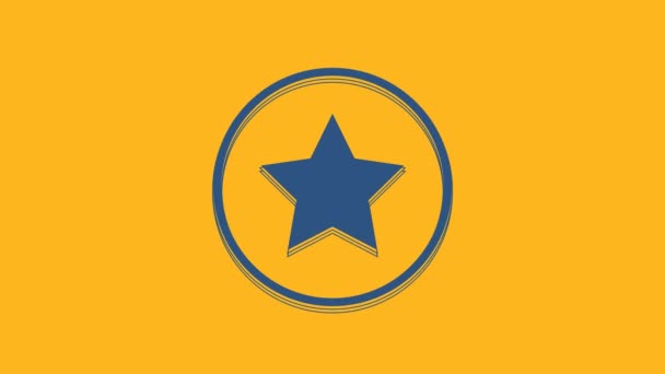 Blue Star icon isolated on orange background. Favorite, best rating, award symbol. 4K Video motion graphic animation. - Footage, Video