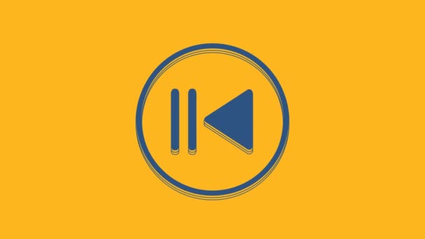 Ícone azul Rewind isolado no fundo laranja. Animação gráfica em movimento de vídeo 4K. - Filmagem, Vídeo