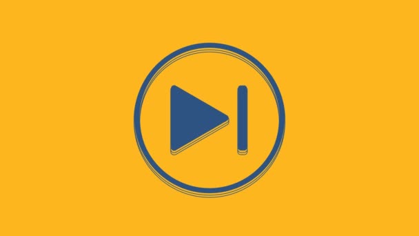 Ícone azul Fast forward isolado no fundo laranja. Animação gráfica em movimento de vídeo 4K. - Filmagem, Vídeo