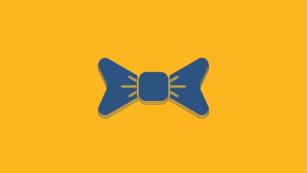 Синій лук значок краватки ізольовані на помаранчевому фоні. 4K Відео рух графічна анімація
. - Кадри, відео