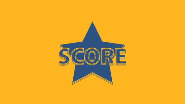 Blue Star icoon geïsoleerd op oranje achtergrond. Favoriet, score, beste beoordeling, award symbool. 4K Video motion grafische animatie. - Video